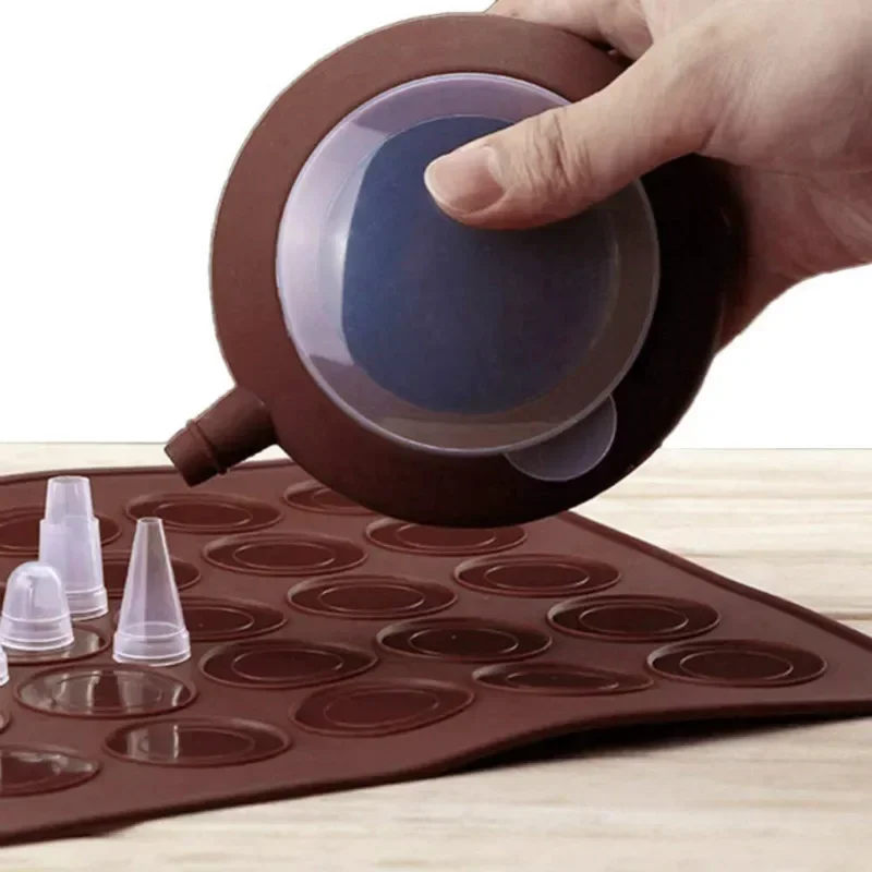 Kit de macarrones antiadherentes, tapete de silicona, juego de moldes para hornear, 48 suministros de decoración, olla de capacidad, accesorios para