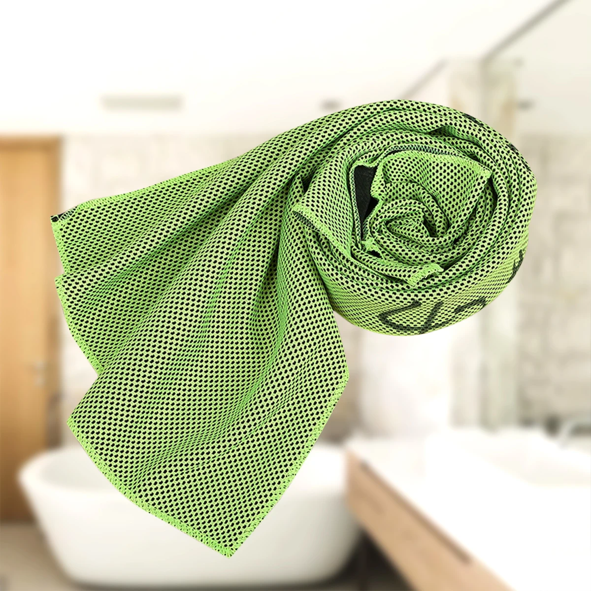 قماش أخضر للتبريد مقاس 27 × 77 سم للرياضة والسفر واللياقة البدنية في الهواء الطلق والصيف والسفر البارد