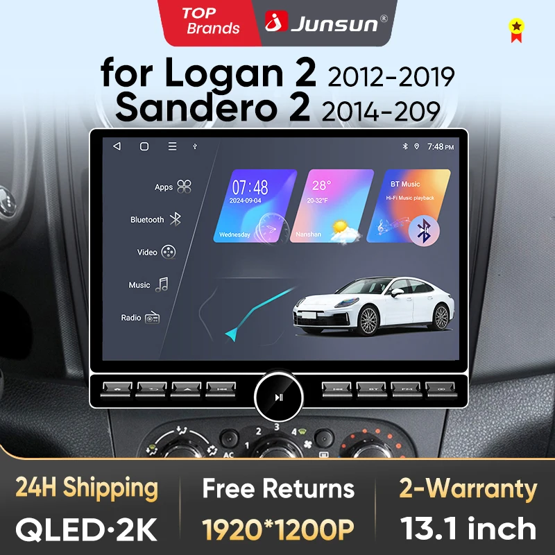Image of Junsun 13,1″ QLED Wireless CarPlay Android Auto Autoradio für Renault Logan 2 Sandero 2 2014-2019 Intelligente Systeme DSP SWC