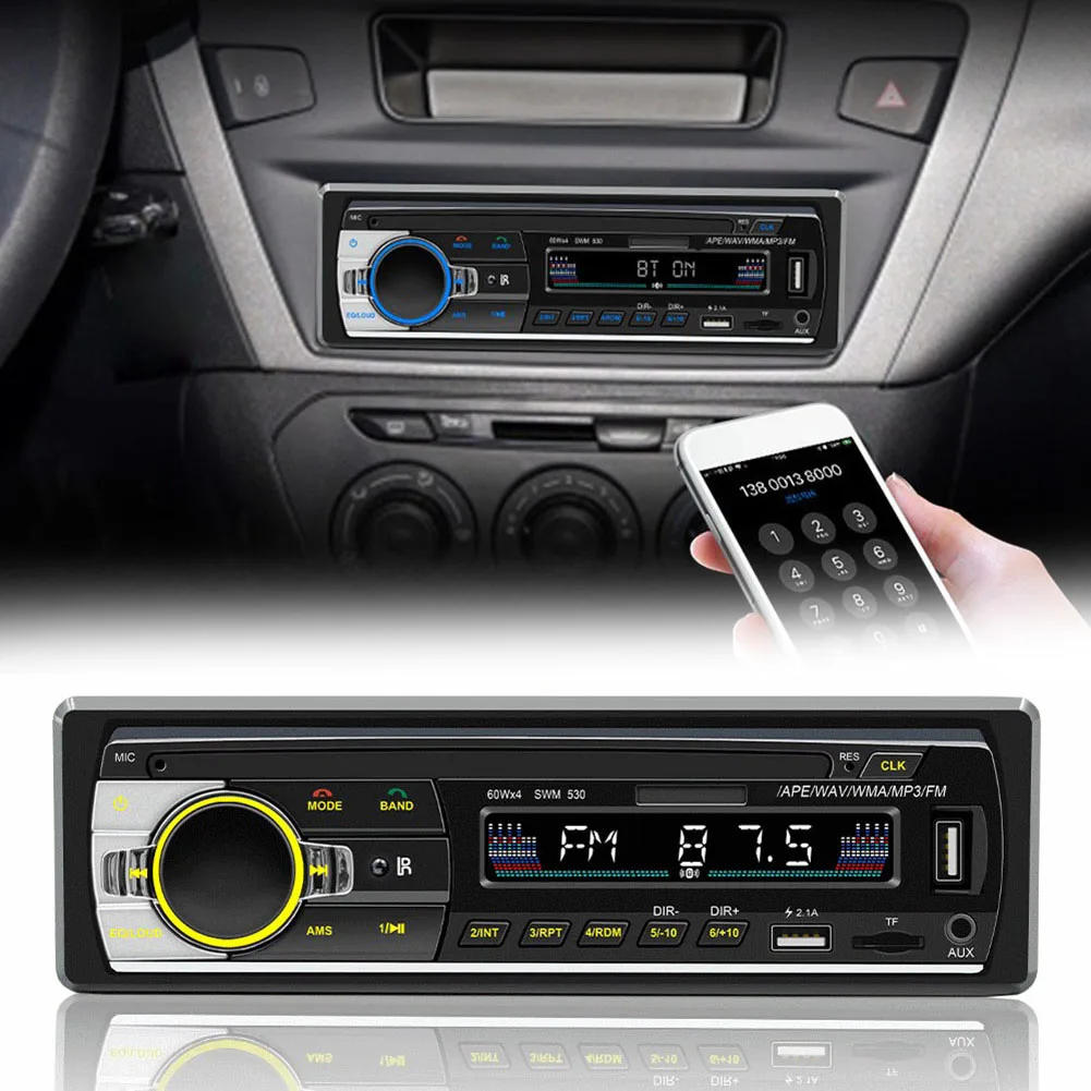 Compatible Single DIN Car Stereo Receiver Offering FM Radio Access and Dual USB/TF Input Options for Media Playback