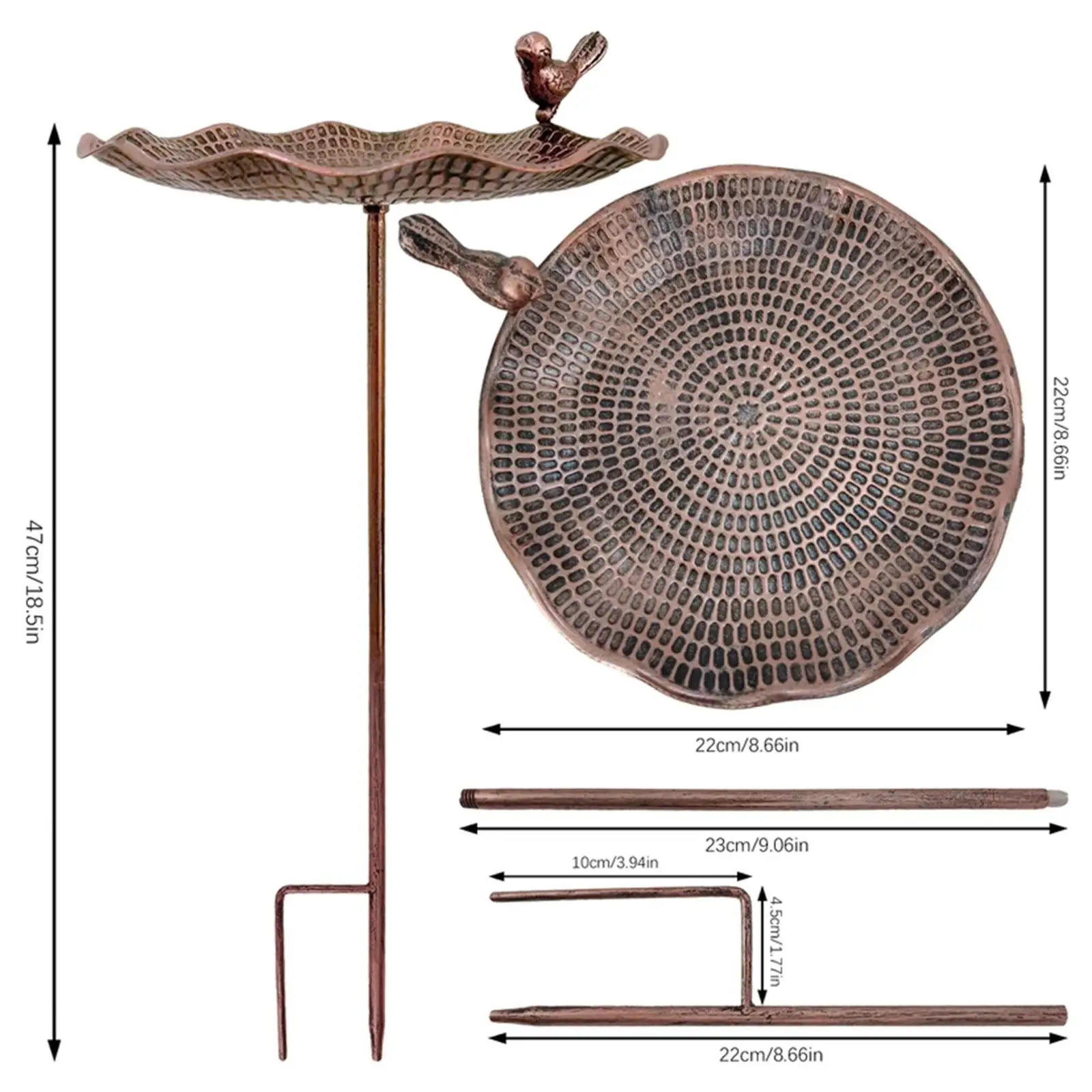Bird Feeder and Bath Outdoor Iron Yard Decoration Sturdy Metal Water Bowl Compact Garden Accessory for Nature Gifts