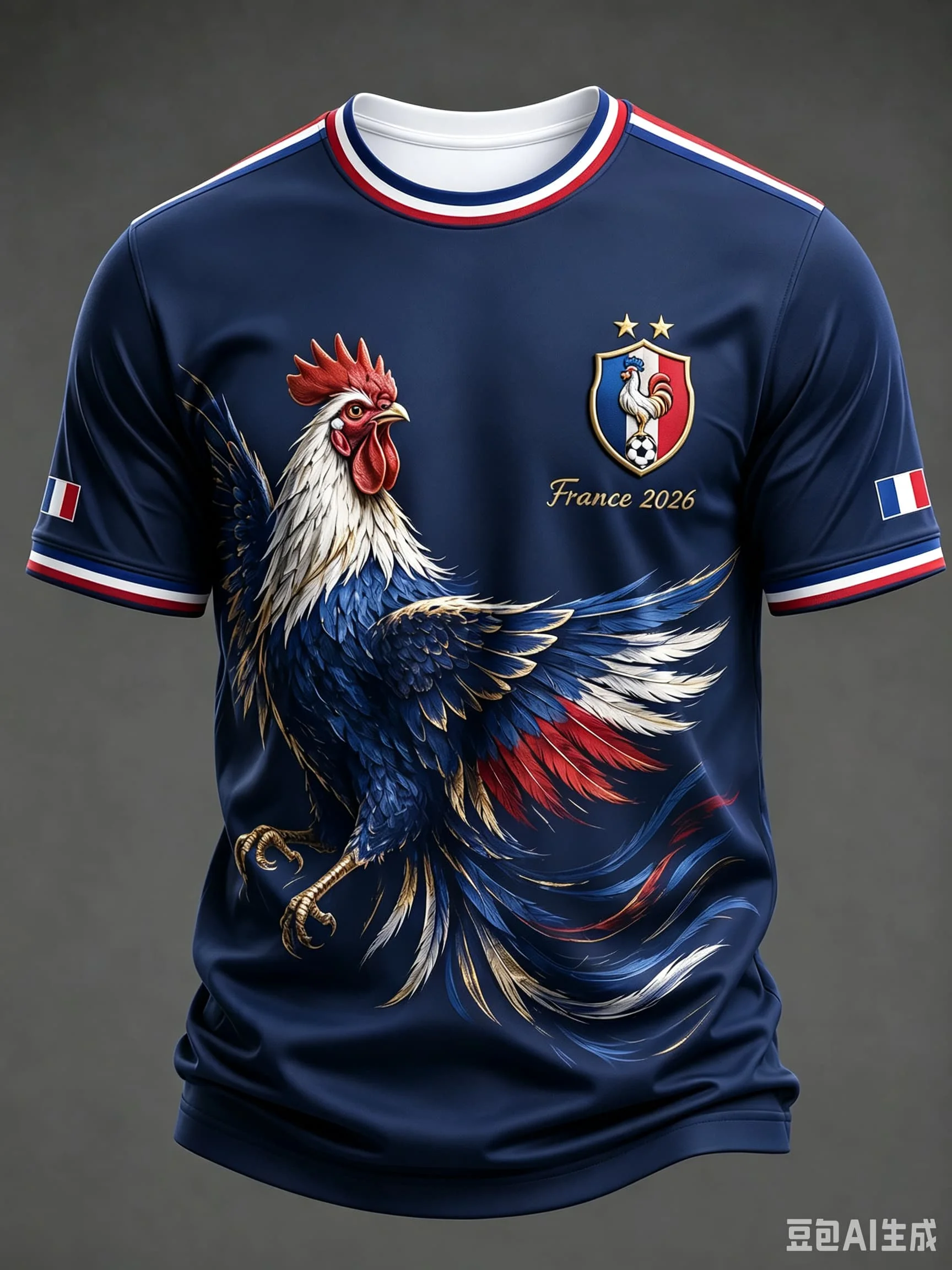 2026 New White France National Team Soccer Jersey Gallic Rooster V Neck Short Sleeve Football T-Shirt  Fan Sport Training Top