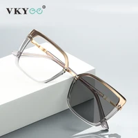 VKYEE, gafas de lectura con montura grande a la moda, diseño cuadrado Simple, antiluz azul, fotocromáticas graduadas personalizables