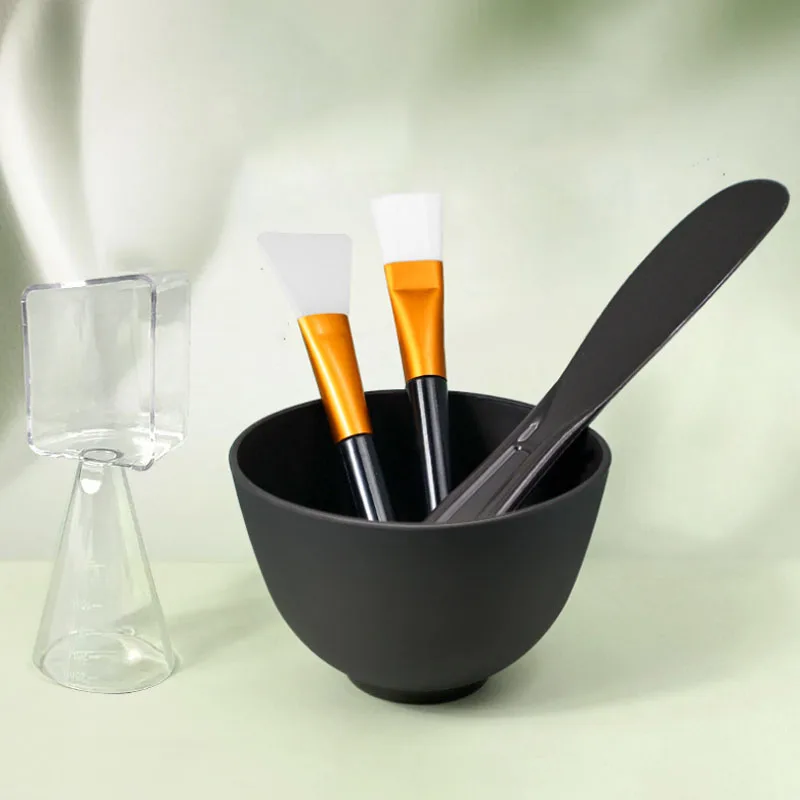 2/3/4/5Pcs Black Silicone Face Mask Bowl Set DIY Facemask Mixing Tool Face Cleaning Skin Care Applicator Salon Beauty Supplies