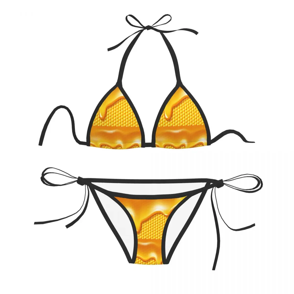 

Sexy Bikini 2023 Honey Dripping Bee Honeycombs Swimsuit Women Swimwear Bikini Set Bathing Suit Beach Wear