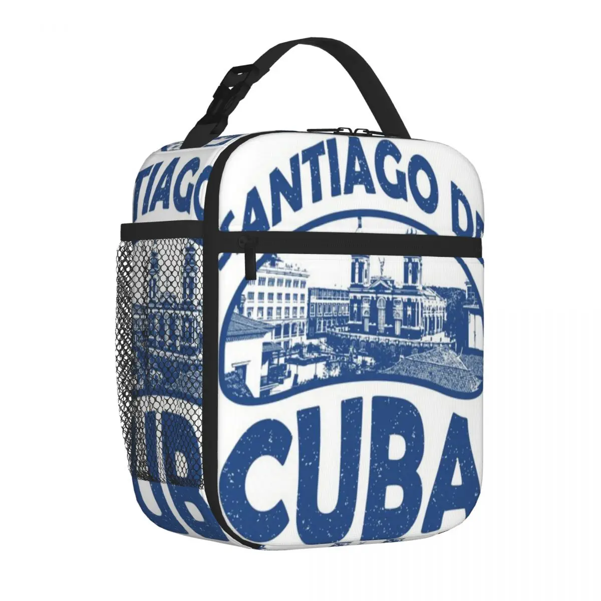 Hot Sale Santiago De Cuba Neoprene Texture Picnic Lunch Bag Train Ride Cooler Tote