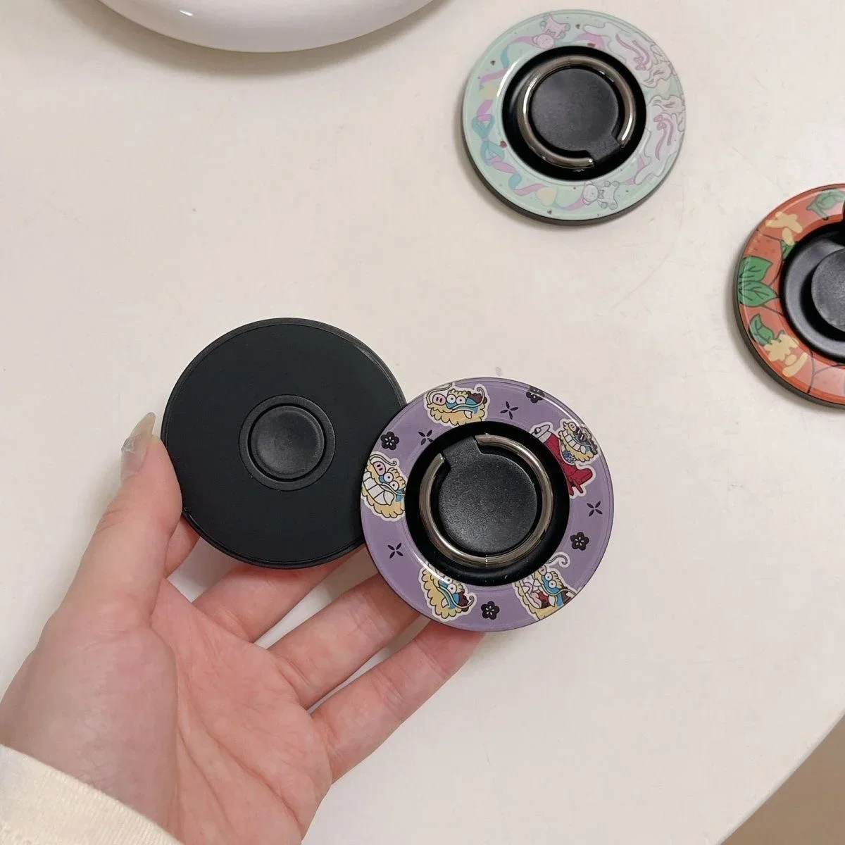 Cartoon Magnetic Folding Ring Stand for IPhone 11 12 13 14 15 16 Pro Max Holder Mount Support for Galaxy S24 Ultra