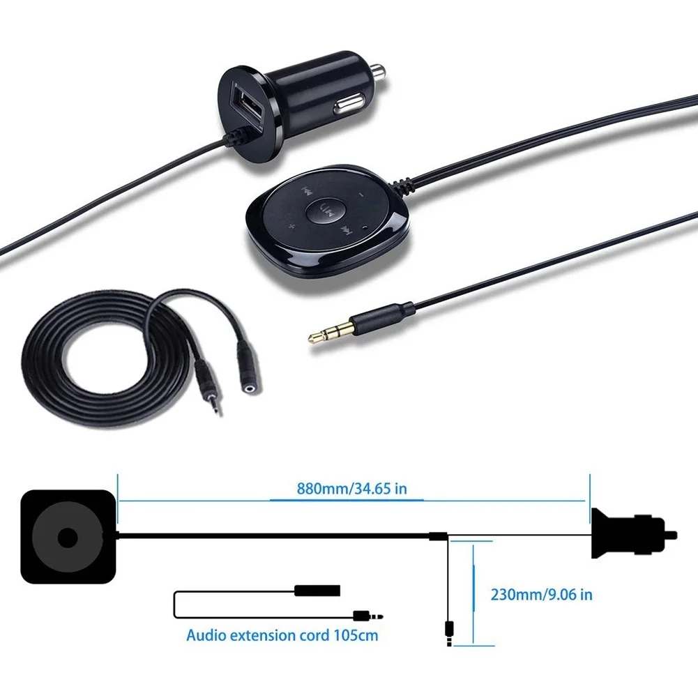 

Автомобильный Bluetooth-совместимый аудиоприемник 3,5 мм AUX Bluetooth-совместимый адаптер аудиоприемника громкой связи для смартфона-планшета