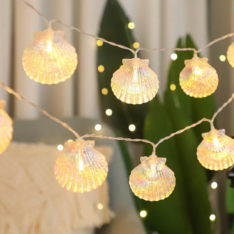 Shell String Lights Shell Shapped Light Indoor Battery Powered Sea Shell String Lights for Christmas Wedding Party Bedroom