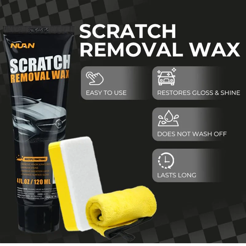 Car Scratch Remover Wax Universal Premium Polishing Compound for Deep Scratches, 4 fl oz (120 ML) with Sponge and Cloth view 2