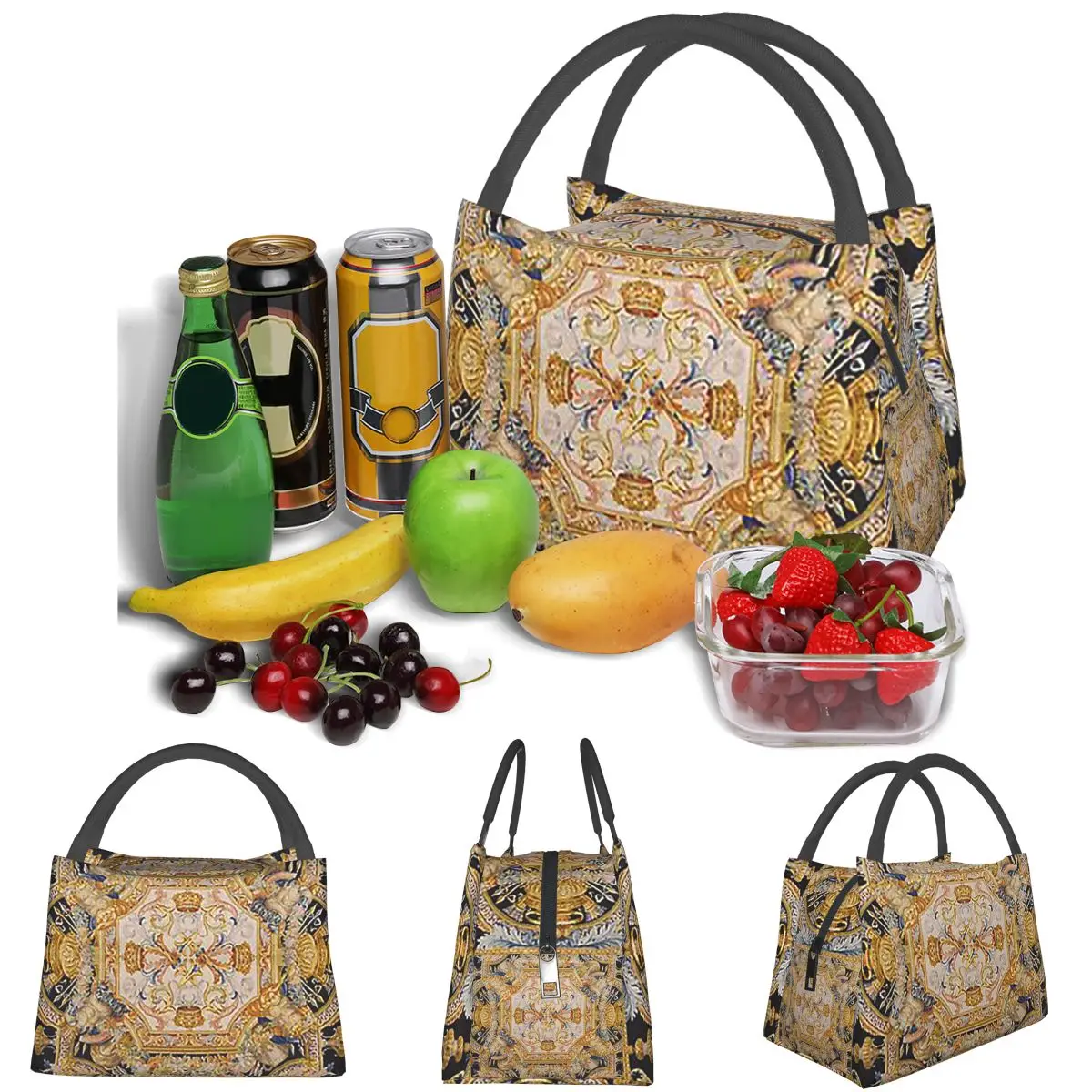 Baroque Madness Lightweight Handheld Insulated Lunch Bag Large Capacity for Adults Students Travel Picnic