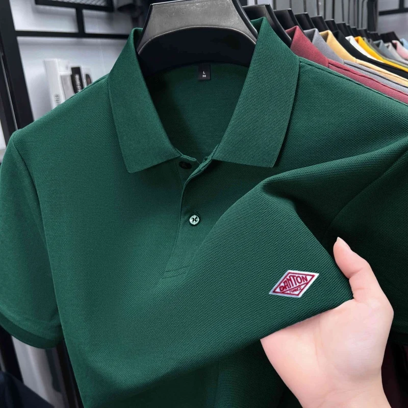 2026 New Men Patch Embroidery  Polo Shirt High Quality Lapel Button T-shirt Summer Breathable Casual Golf Tennis Tees