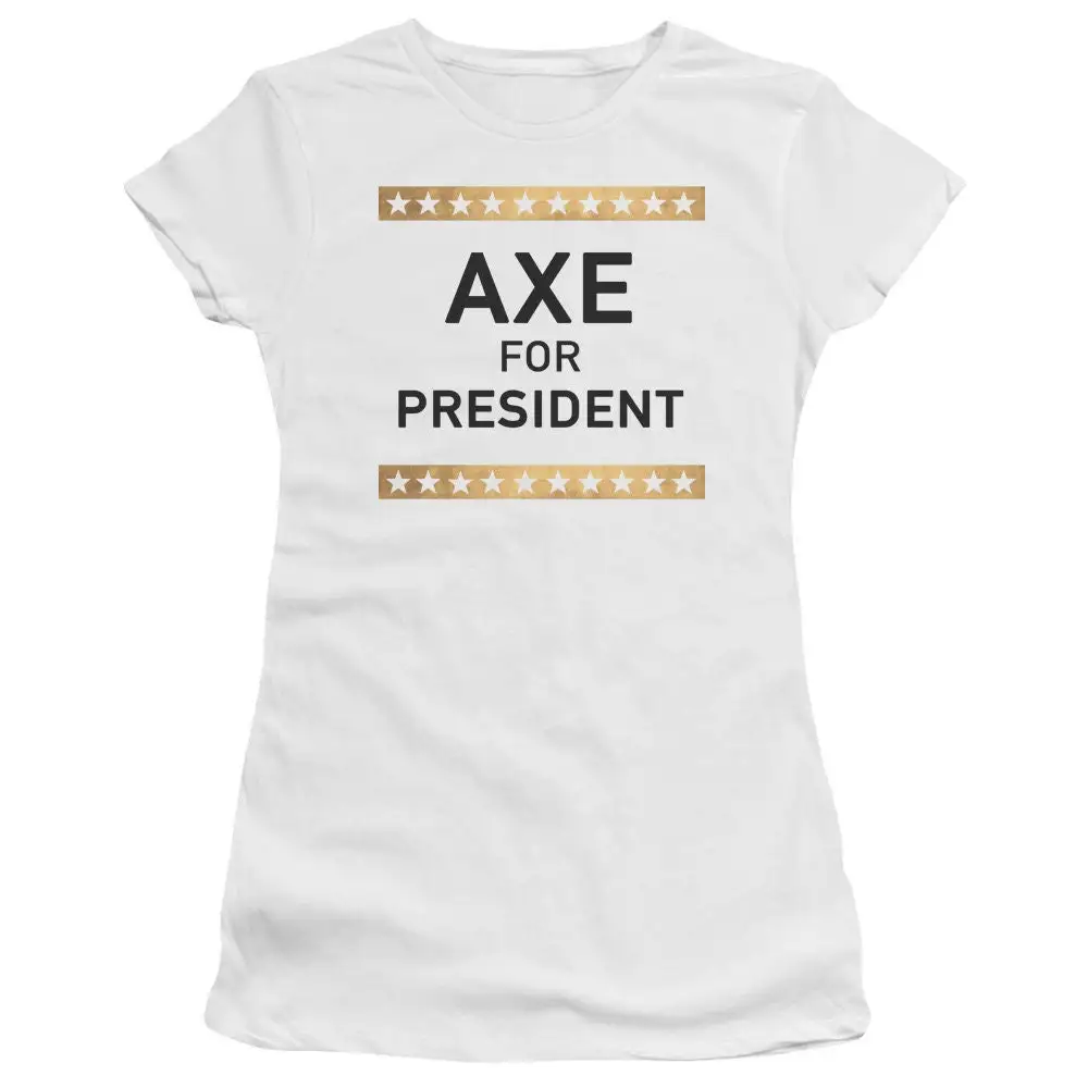 

Billions Axe For President Woman s and Juniors White T Shirt