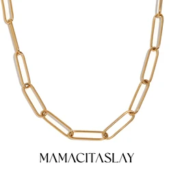 MamacitaSlay Classic Single 6mm Long Paper Clip Chain necklacе 18K Gold Plated stainless steel women's jewelry accessories women