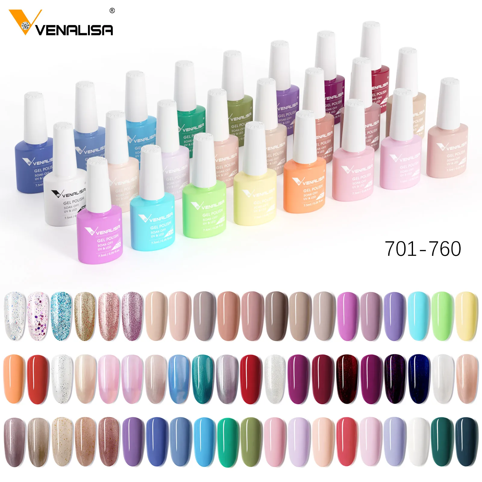 #758 Milky White Venalisa Nail Gel Polish Pearl Color Fall Nails TPO Free Long Wear Diamond Top Soak Off UV LED Gel Nail 7.5ml