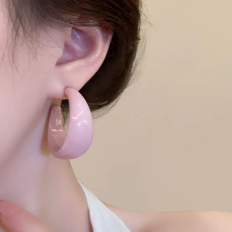 Earrings C Shape Hoop Vintage Retro Slimming Face Elegant Minimalist Lightweight Alloy Fall Winter Daily Party Women