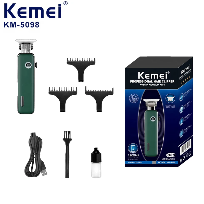 

Kemei KM-5098 электрическая машинка для стрижки волос, светящаяся мощная бесшумная машинка для стрижки волос, мужская бритва, триммер для мужчин