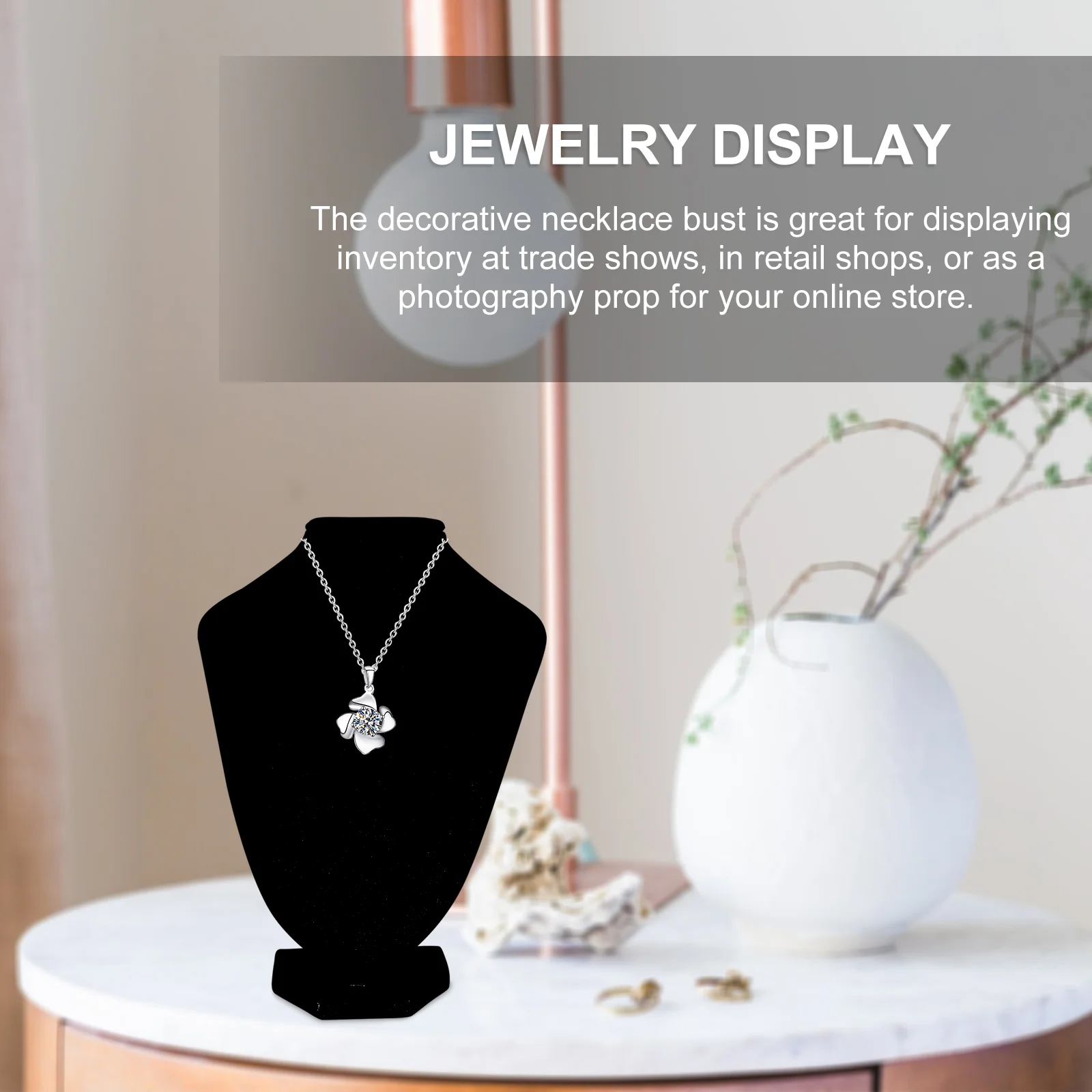 Necklace Display Stand Jewelry Bust Rack Shelves Organizer Shelf Storage Box Showcase Chains