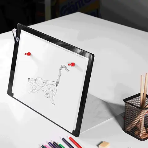 LED Işık Kutusu Arka Aydınlatmalı Kopya Tahtası A4 Taşınabilir İnce Çizim Tahtası USB Kablolu Manyetik Cetvel Ayarlanabilir Parlaklık İzleme Lambası