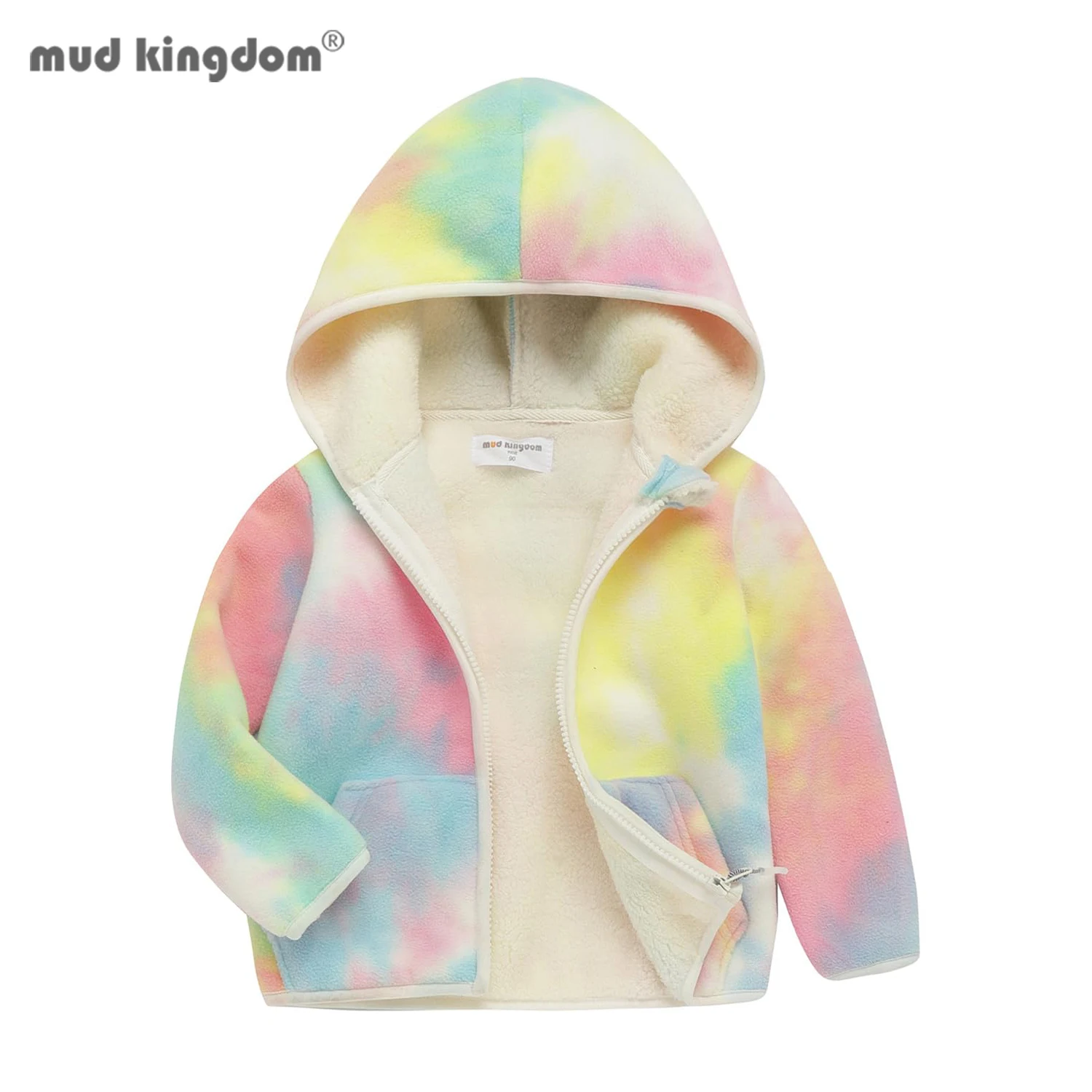 

Mudkingdom Fur Lined Girl Boy Fleece Jacket with Hood Zip Up Car Leopard Diamond Print Autumn Winter Coat Outerwear Kids Clothes