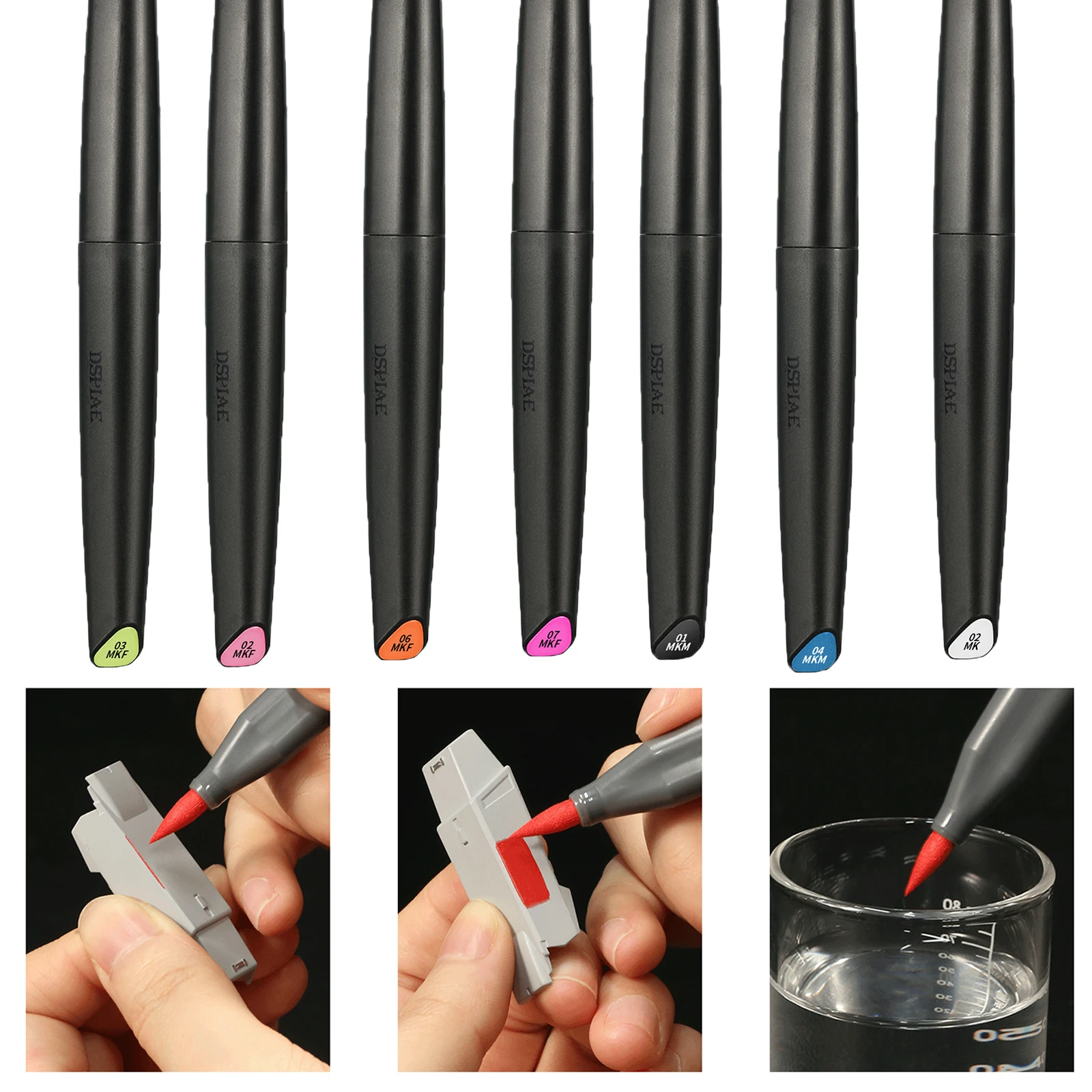 Dspiae-caneta Pincel Favorável ao Meio Ambiente Base Marcadora de Cabeça Macia Cor Metálica Cor Fluorescente à Base de Água 12 Cores