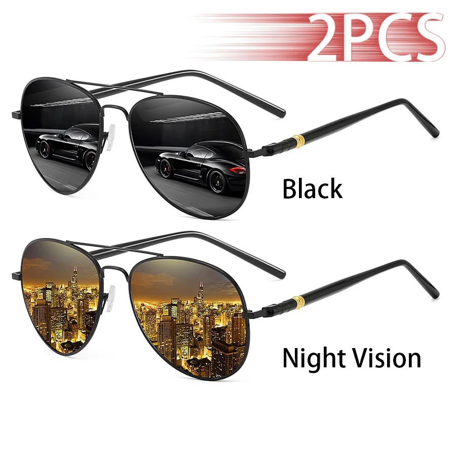 2 Stück Modische Vintage Piloten-Sonnenbrille mit Metallrahmen für Männer und Frauen, Angeln und Autofahren, Luxusmarken-Designer-Sonnenbrille – Detail 9