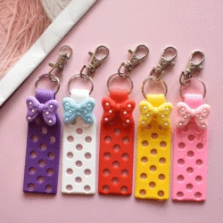 PVC key chain pads with handing holes muticolor charms plugin DIY display gift tool