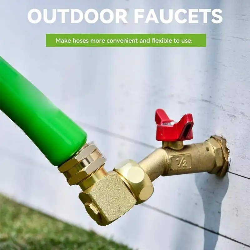 2 Pieces Upgrades Brass Garden Hose 90 Degree Bend Connector Easy Hand Tighten No Tool Needed for Watering System HX6C
