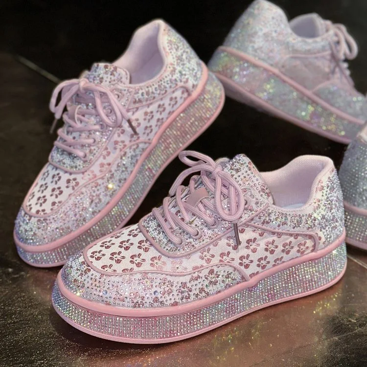 Brand Women Luxury Sneakers Fashion Comfort Women Shoes Plus Size Rhinestones Women Designer Causal Shoes Platform Sport Shoes