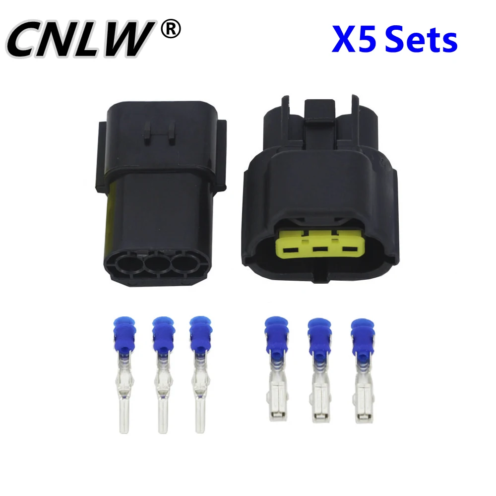 5 Sets 3 Pin DJ70316Y-1.8-11/21 Waterproof Electrical Wire Connector Oxygen Sensor Automobile Connector 174359-2 174357-2