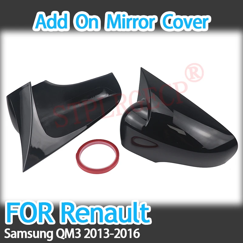 

Glossy Black Add-on Car Rear View Door Wing Side Mirror Cover Caps Shell Case for Renault Samsung QM3 2013 2014 2015 2016