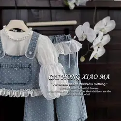 Children's Korean Version Clothing Spring New Girls' Set Girl Baby's Stylish Sweet Long Sleeved Shirt Vest Pants Three Piece Set