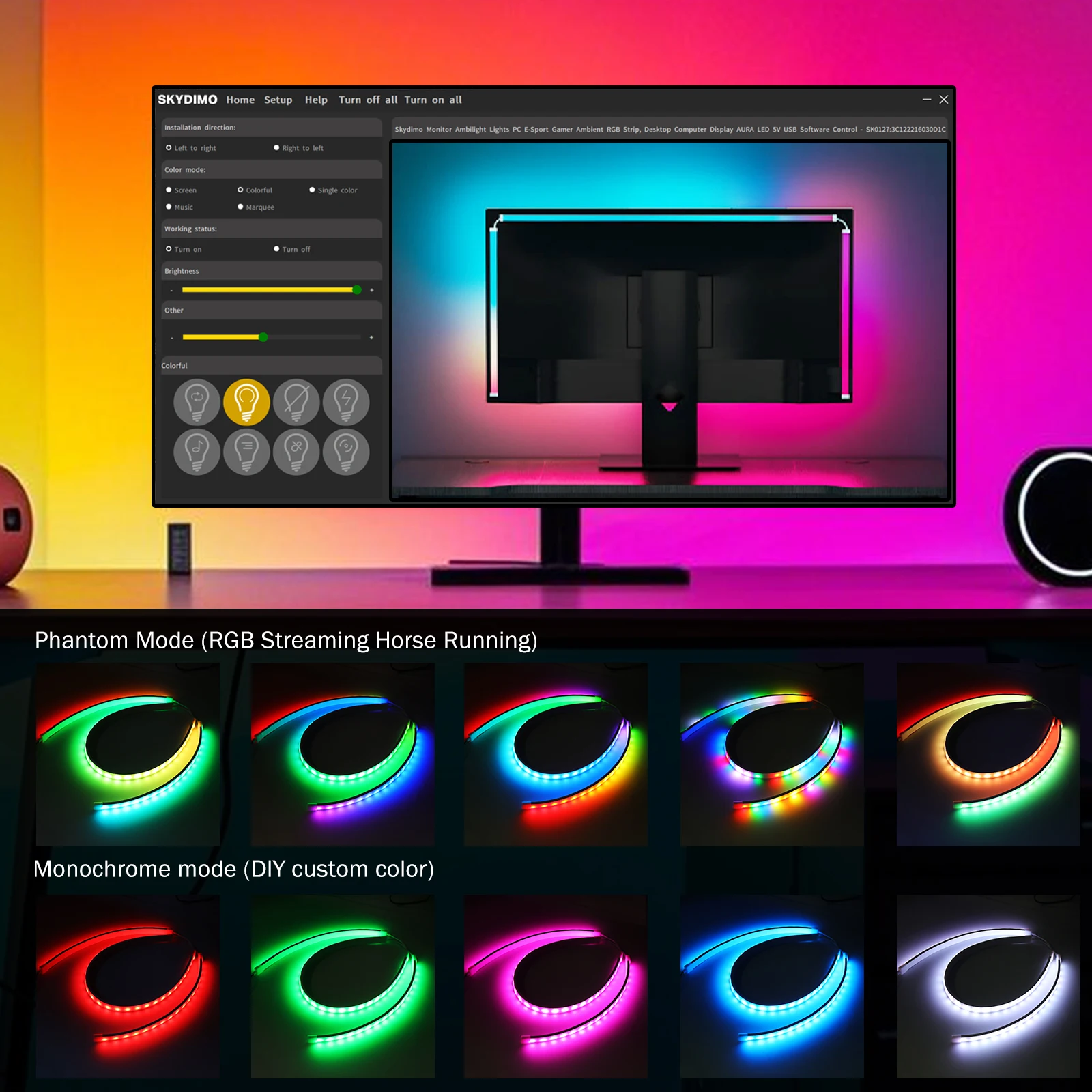 Smart LED Gaming Strip Light USB Ambient RGB Computer Monitor Backlight Sync Strip for Bedroom Gaming Room Atmosphere Decor