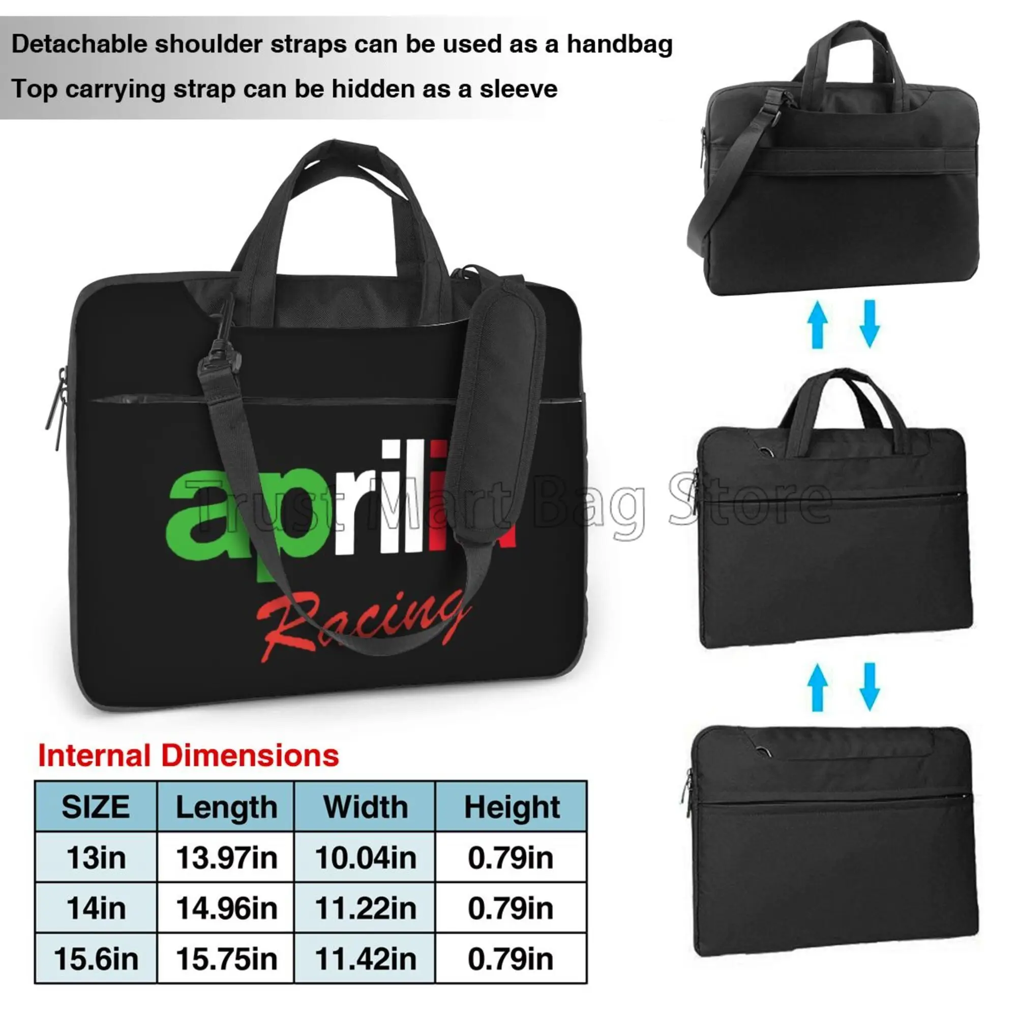 Aprilia Racing-Bolso de hombro con estampado para ordenador portátil, bolsa de cubierta Compatible con ordenador de 13/14/15 pulgadas, Netbook