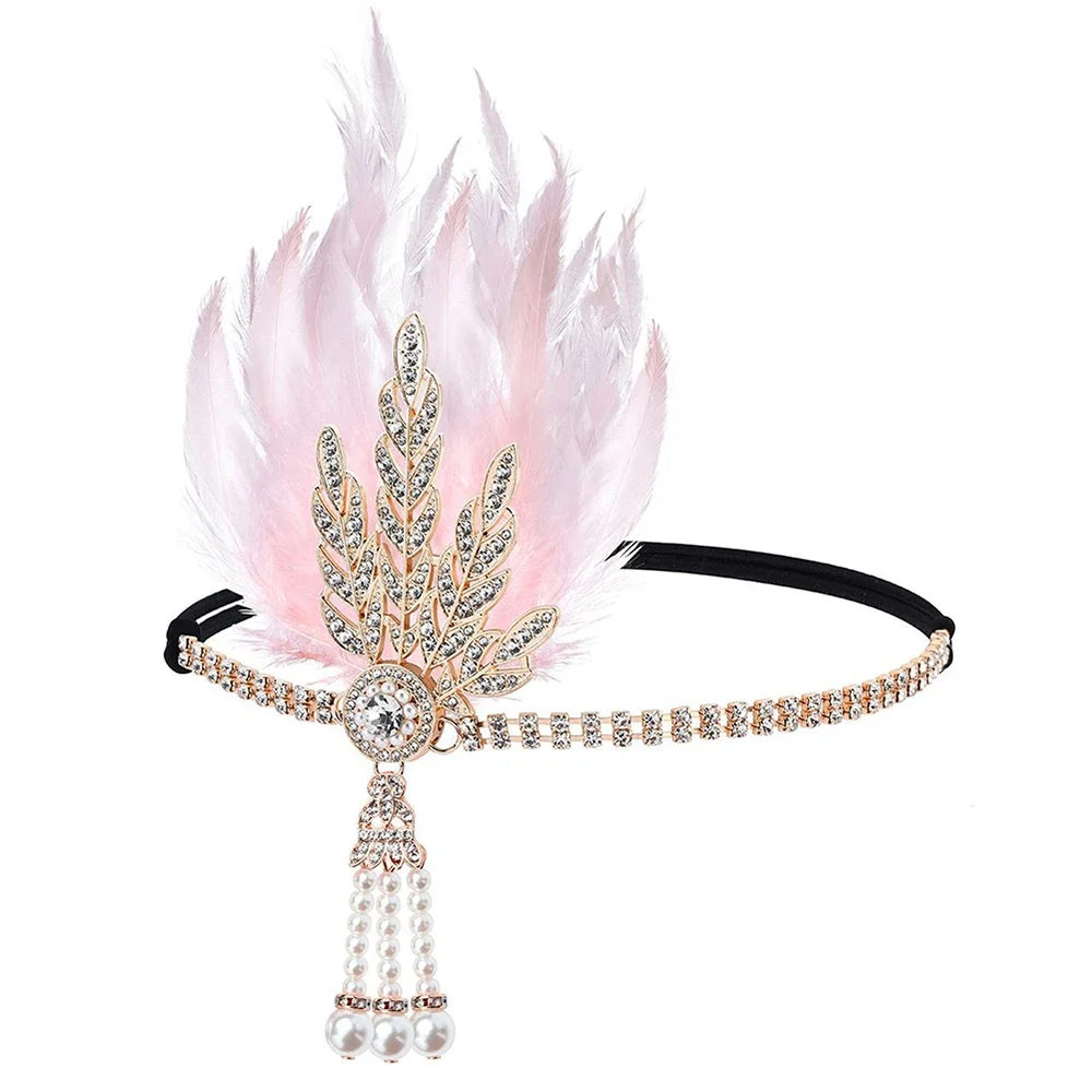 The Great Gatsby Filme Cosplay Daisy Buchanan Headband para Mulheres, Black Feather Headwear, Masquerade Party Props, Acessórios para Cabelo para Meninas