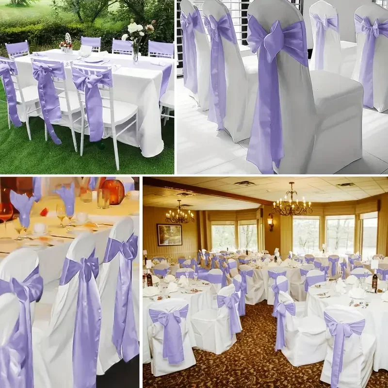 10pcs Satin Chair Belt with Bow Decoration, Universal Chair Cover Ribbon Tie Wedding Chair Back Decor/chair Sashes Wedding
