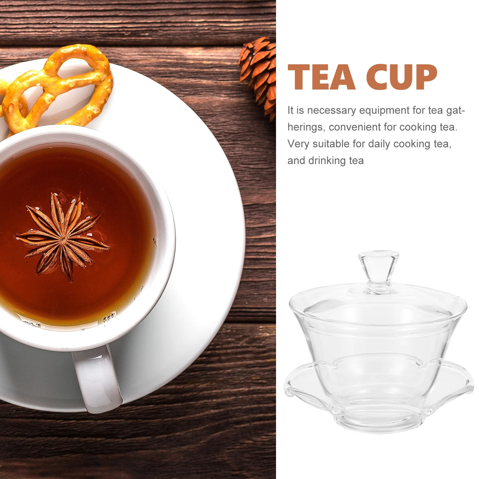 

1Set Clear Glass Tea Mug with Lid Traditional Style Easy to Clean and Store Perfect for Daily Tea Drinking Vintage Design