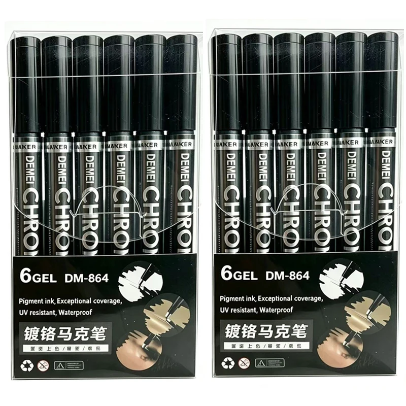 1-12 Stück Chrom-Spiegelmarker-Set Wasserfeste DIY Reflektierende Farbstifte Gold Silber Marker Modellmalerei Kunstmarker Zubehör