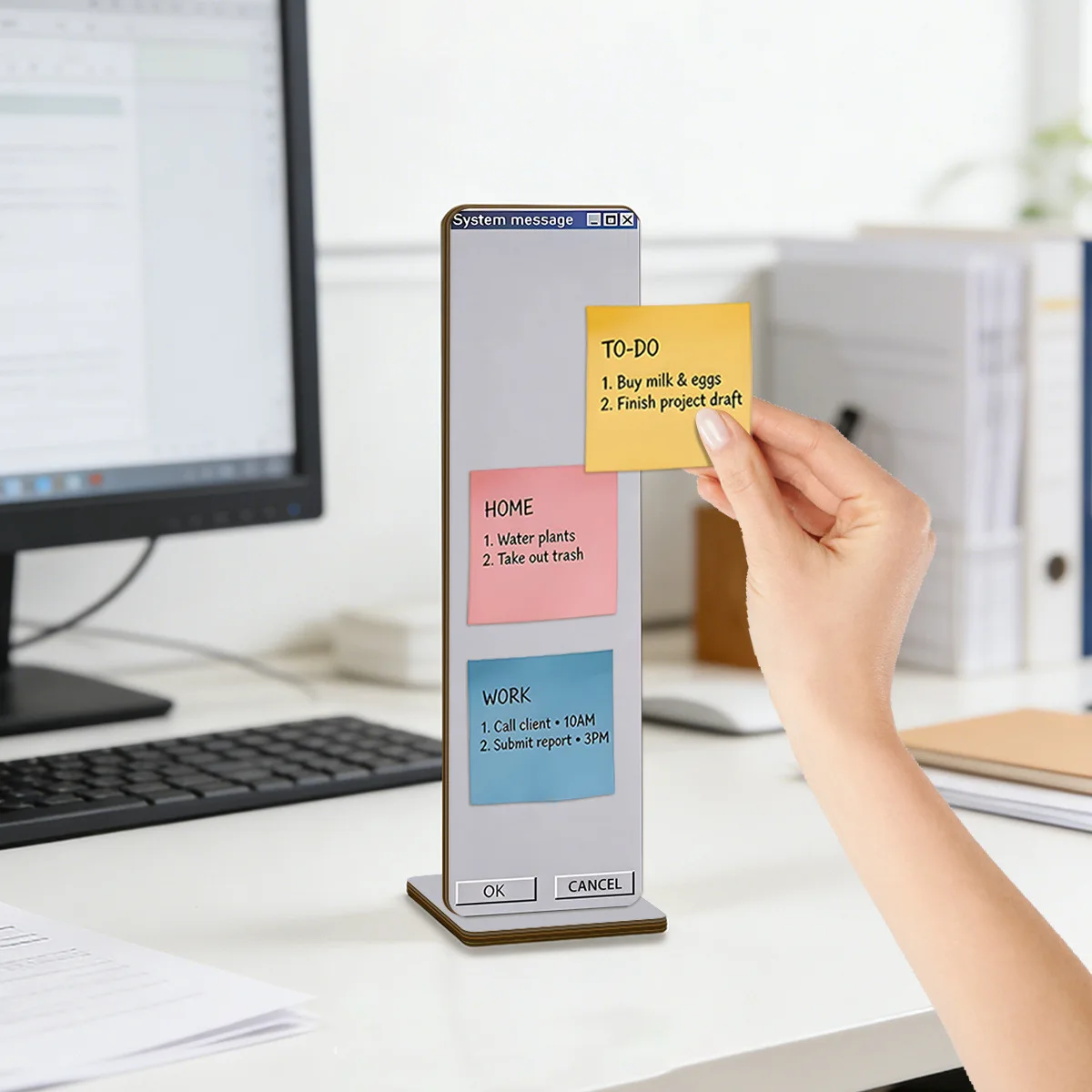 2D Flat, 1pc Wooden Retro System Tip Pop-Up Memo Clip, Fun Desktop Reminder Board with Classic Dialogue Box Design
