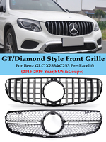 For Mercedes Benz GLC SUV Coupe X253 C253 2015-2019 Black Silver Front Panamericana GT Style Grille Prefacelift Sport AMG GLC63