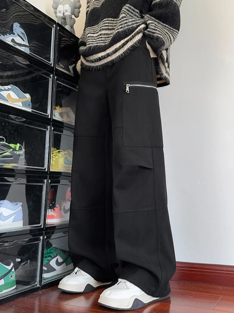 

Мужские шерстяные брюки American Sle для весны и осени, с отворотами, рабочие брюки, с множеством карманов, прочные, повседневные, модные