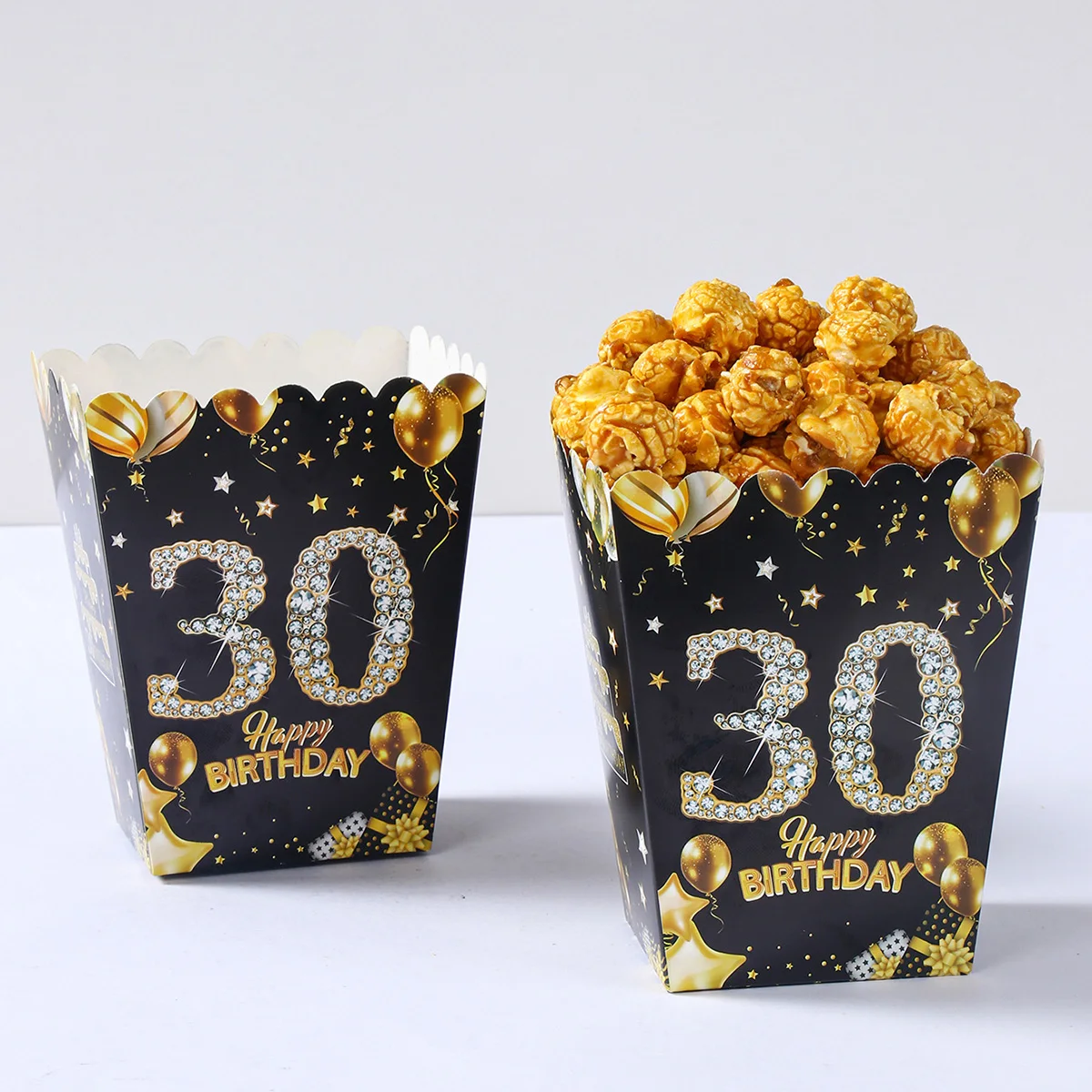 Black Gold Birthday Popcorn Box 18 years old Birthday Party Decor 18th 30th 40th 50th 60th Birthday Party Supplies Anniversary