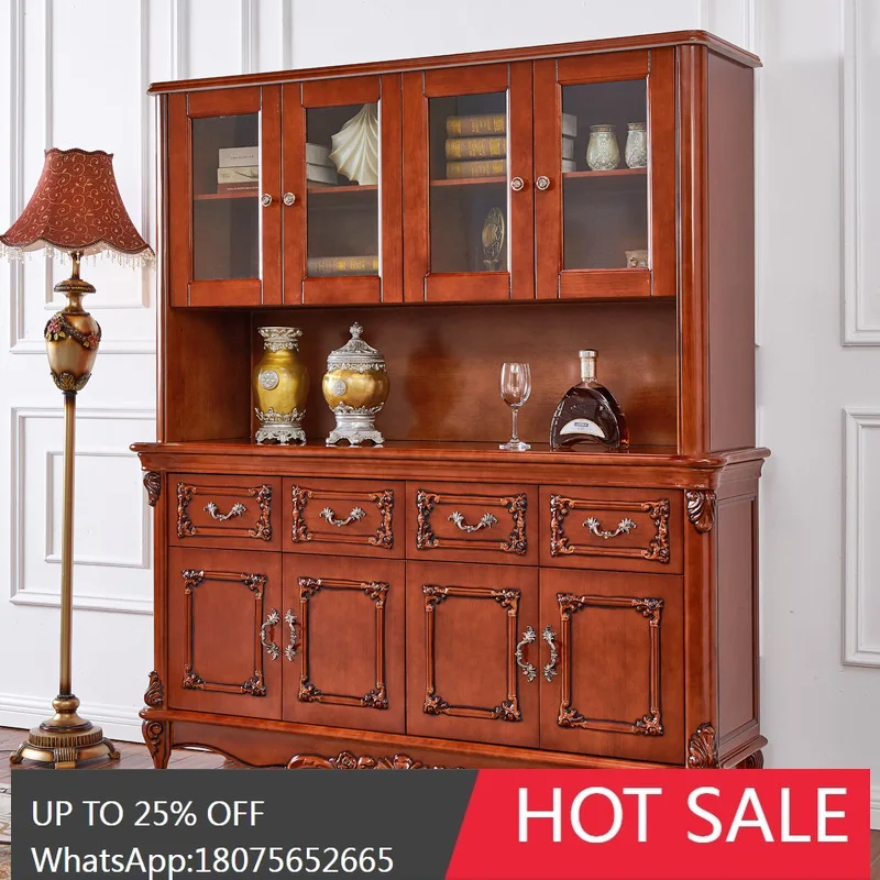 

MJY European Style Solid Wood Sideboard Long Cabinet American Style TV Bookcase Storage Cabinet