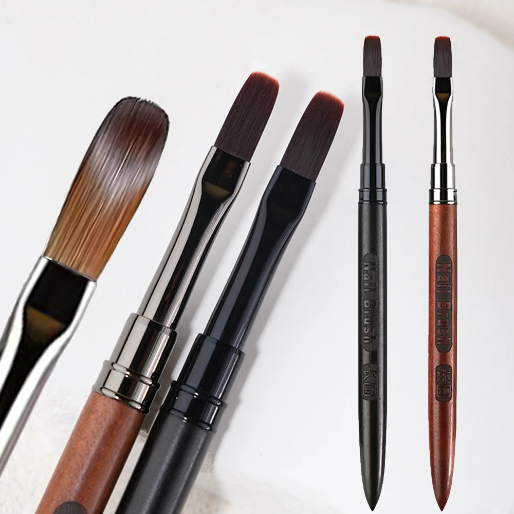 Nail Builder Gel Brush & Acrylic Brush Long Professional Manicure Carving 13*6.6mm Wooden Handle Acrylic Powder Pen Brushes