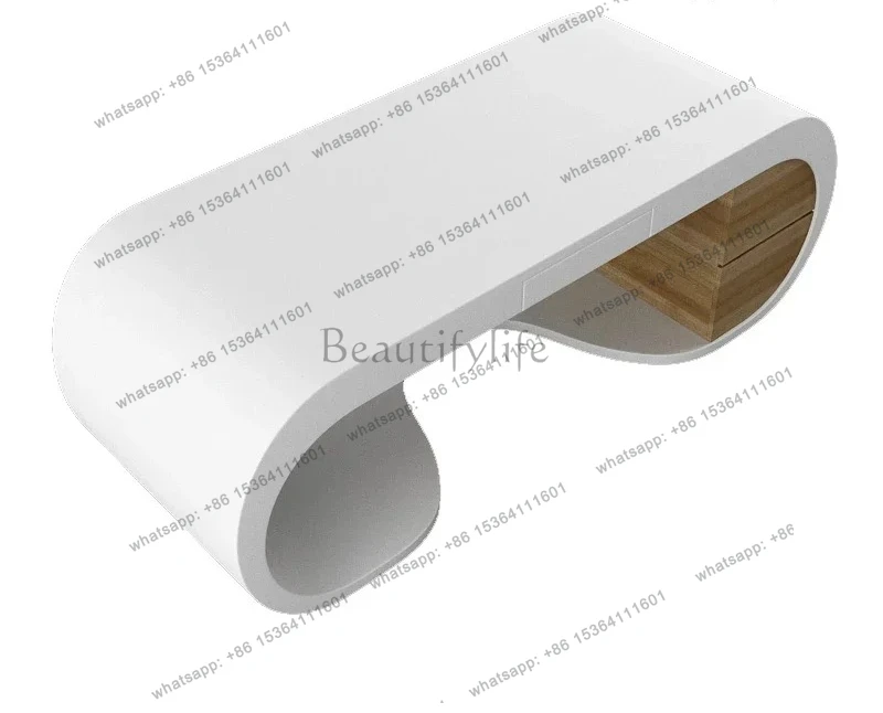 

LXHigh-end paint boss table, simple modern office table and chair combination, curved large desk deskSSS