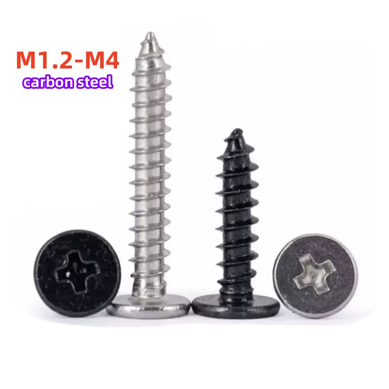 Carbon Steel,Black Mini Phillips Ultra Thin Low Flat Wafer Head Self-tapping Wood Screw M1.2M1.4M1.7M2M2.3M2.6M3M3.5M4
