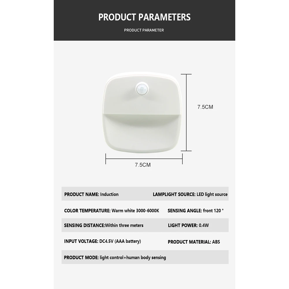 1pc/3pcs Wireless LED Night Light Motion Sensor Human Induction Battery Powered Night Light For Closet Bathroom Kitchen Basement