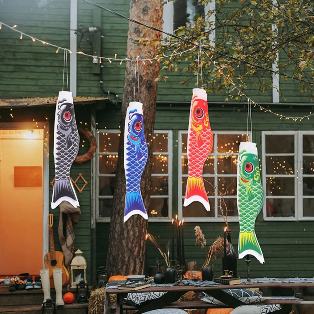 

5 Pcs Carp Windsock Flags Outdoor Satin Decorative Garden Home Banner Photo Prop Delicate Wind Direction Flag Lasting