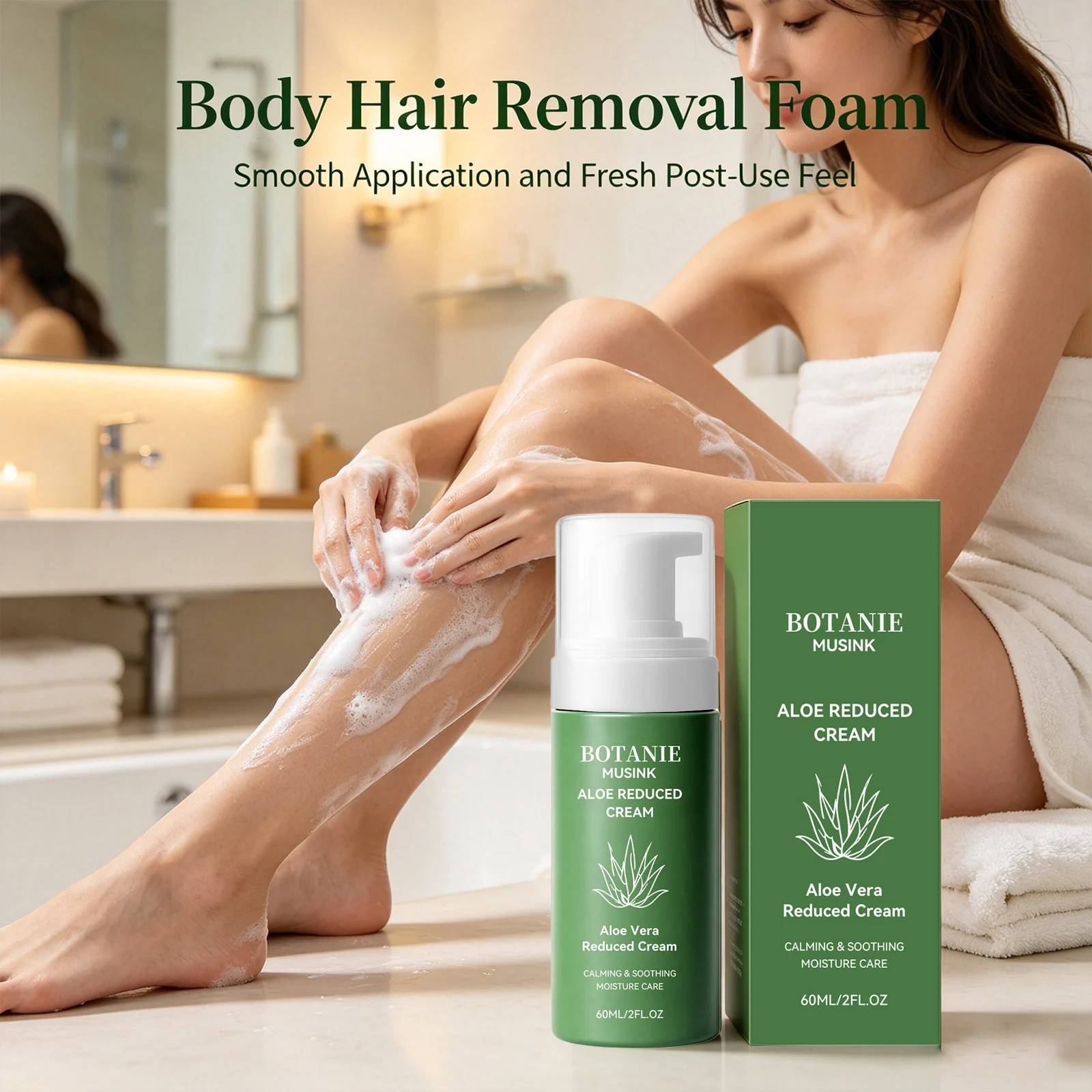 Aloe Vera Hair Removal Mousse Cream Remove Excess Hair Soothe Skin Freshing Long-Lasting Moisturizing Painless Hair Remover Foam