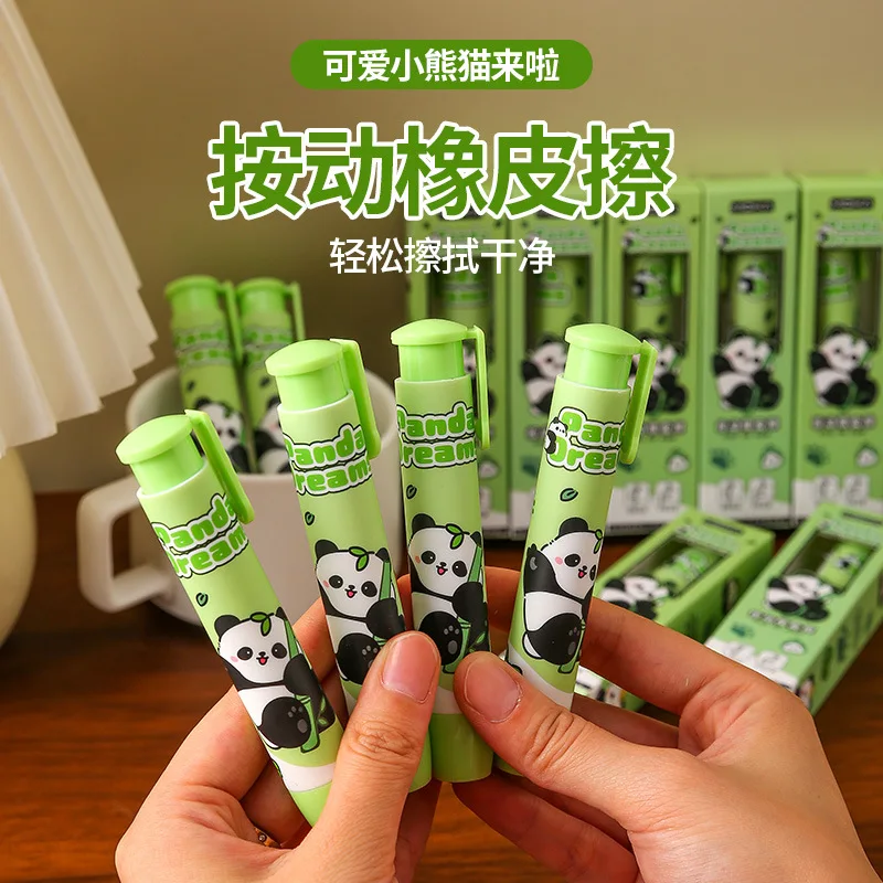 Panda Boxed Push Eraser Pen for Elementary Students, Erase Characters Without Leaving Marks, Children's Retractable Eraser